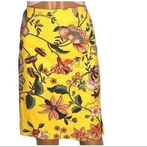 LOFT Yellow Floral Pencil Skirt